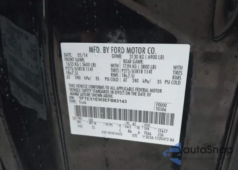 2014 Ford F-150 Stx z USA, uszkodzony, nr VIN 1FTEX1EM3EFB83143